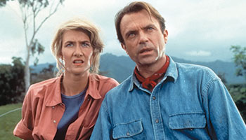 Laura Dern and Sam Neill in "Jurassic Park"