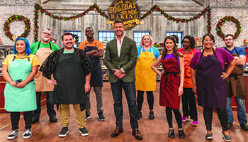 "Holiday Baking Championship" host Jesse Palmer with contestants