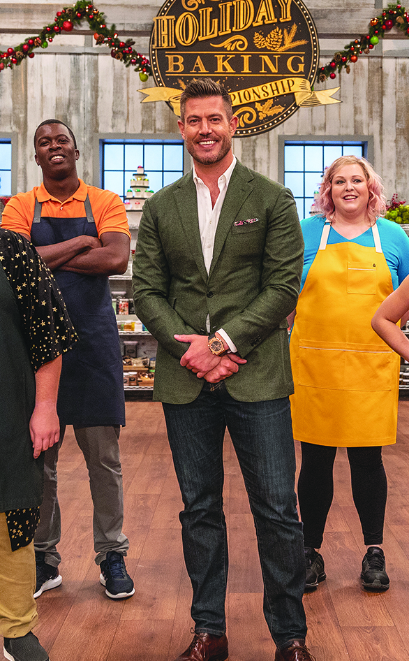 "Holiday Baking Championship" host Jesse Palmer with contestants