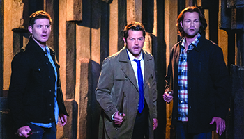 Jensen Ackles, Misha Collins and Jared Padalecki in a scene from "Supernatural"