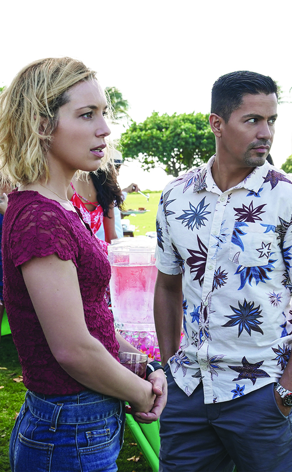 Perdita Weeks and Jay Hernandez in "Magnum P.I."