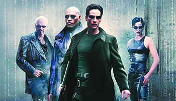 Joe Pantoliano, Laurence Fishburne and Keanu Reeves star in "The Matrix"