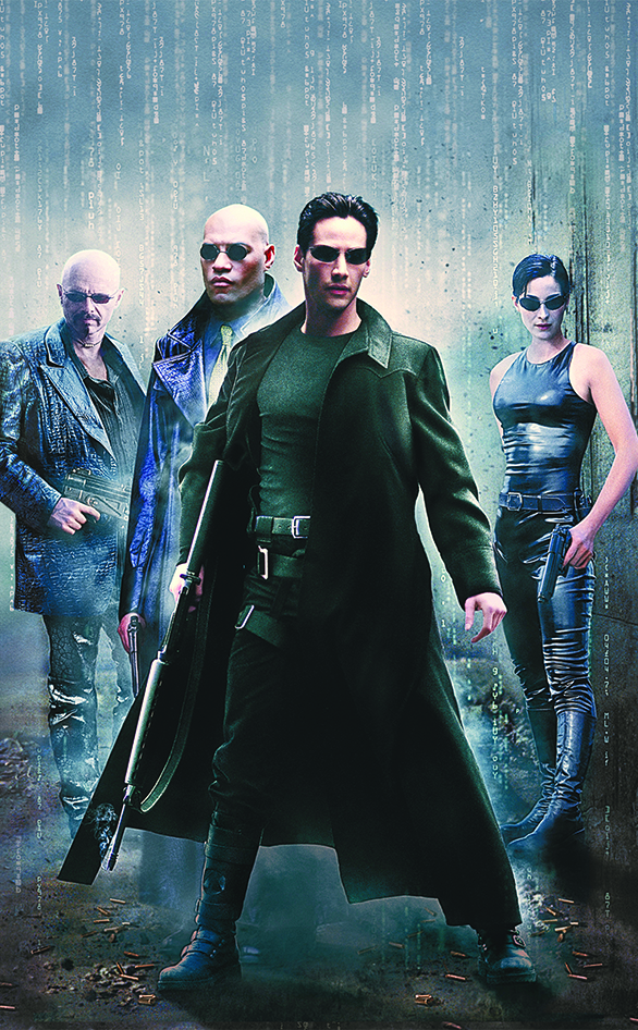 Joe Pantoliano, Laurence Fishburne and Keanu Reeves star in "The Matrix"