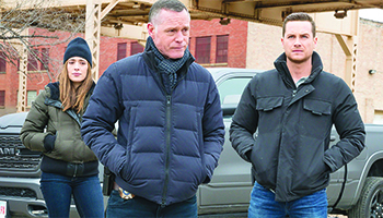 Marina Squerciati, Jason Beghe and Jesse Lee Soffer as seen in "Chicago P.D."