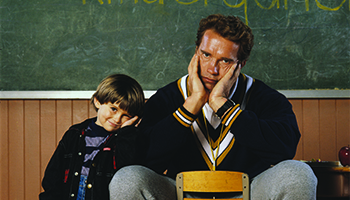 Miko Hughes and Arnold Schwarzenegger star in "Kindergarten Cop"