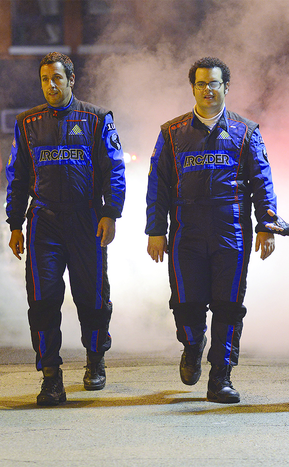 Adam Sandler and Josh Gad in a scene from "Pixels"