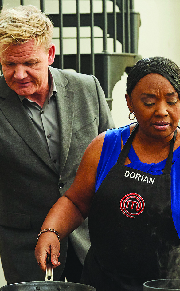 Chef Gordon Ramsay helps contestant Dorian on "MasterChef"