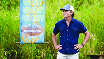 Jeff Probst hosts "Survivor"