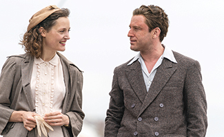 Vicky Krieps and Ben Foster in "The Survivor"