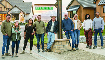 Host Ty Pennington (middle) with "Rock the Block" competitors