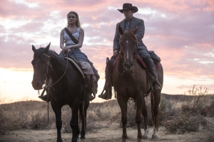 Evan Rachel Wood and James Marsden in "Westworld"